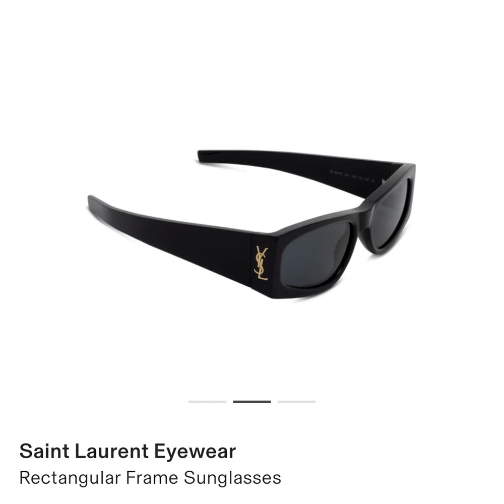 Saint Laurent Black Bold Rectangular Sunglasses